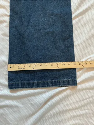 Dark Blue Wide-Leg Jeans with Studded Swirl Detail thumbnail 9