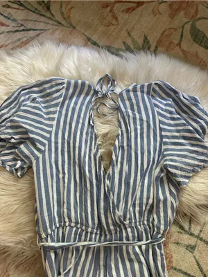 ALTAR’D STATE Blue And White Striped Romper thumbnail 6