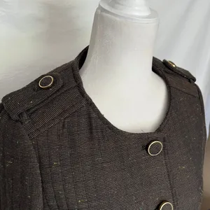 Cartonnier Tweed Equestrian Women Jacket Sz 4 Brown Preppy Cropped Anthropologie thumbnail 5