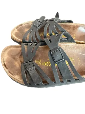 Birkenstock Black Leather Cutout Strap Slide Sandals Buckle Ankle Size 6 Women's thumbnail 7