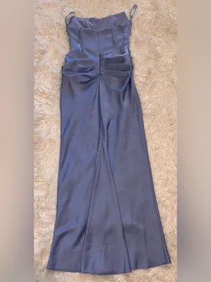 NWOT Betsy & Adam strapless mixed media periwinkle blue gown Sz 8 thumbnail 6