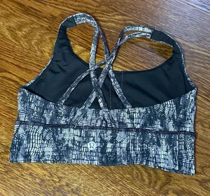 Lululemon Energy Longline Bra in Lino Slide Alpine White Black Size 4 thumbnail 2