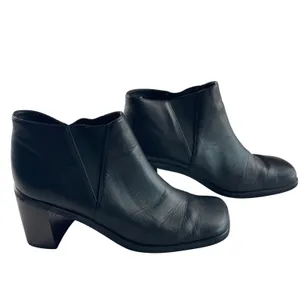 Impo Katrina Black Leather‎ Square Toe Block Heel Ankle Boots Womens 9B Stretch thumbnail 3
