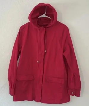 Flawed barn jacket 100% cotton utility chore jacket denim button down zipper Red Size M thumbnail 1