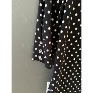 Diana Belle Womens Black White Polka Dot Tie Neck 3/4 Sleeve Blouse Top‎ Size S thumbnail 4
