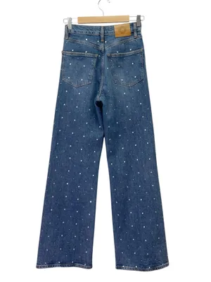 Maje Studded Wide Leg Jeans US Size 2 Medium Wash Blue High Rise Denim thumbnail 3
