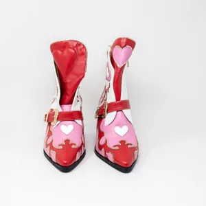 NEW Azalea Wang Besos X And O Faux Leather Studded Ankle Booties Shoes Red Pink thumbnail 2