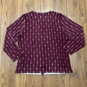 Garnet Hill Sweater Womens Large Signature Eco Merino Wool Cardigan Maroon thumbnail 8
