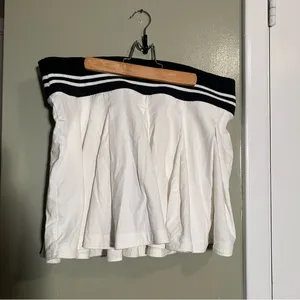 Daily Practice Anthropologie Women's Size XL Kick Back Pleated Mini Skirt White thumbnail 4