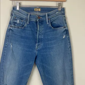 MOTHER The Tripper Ankle Fray Straight Leg Distressed Button Fly‎ Sz 27 thumbnail 3