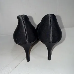 Butter For Diane B Satin Peep Toe Italian Black Minimalist Pumps‎ Heels Size 9 thumbnail 7