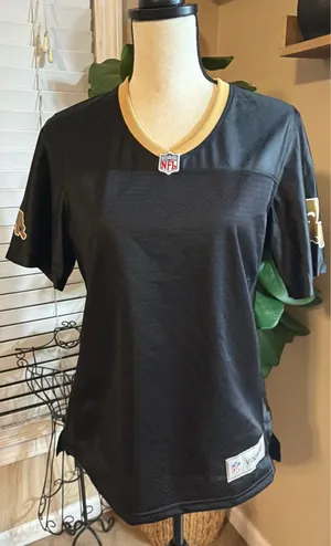 NFL Saints Women's Black Jersey with Gold Trim thumbnail 1