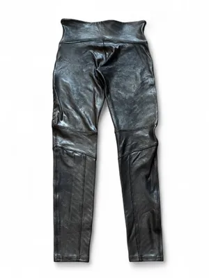 Spanx Faux Leather Moto Leggings Black Compression Shaping Women’s Size Medium thumbnail 3