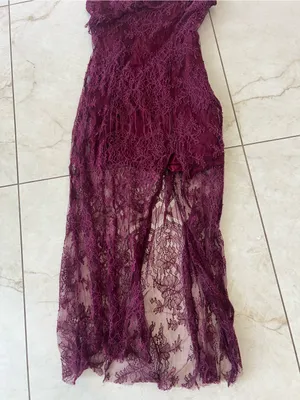 Urban Outfitters Burgundy Lace Mini Dress Size Large thumbnail 3