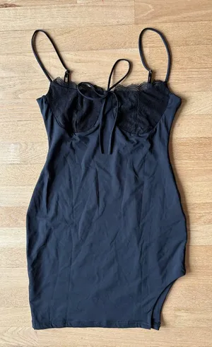 Black Lace-Trim Slip Dress thumbnail 1