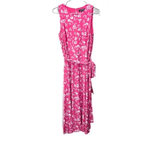 Ralph‎ Lauren Peach Floral Fit Flare Sleeveless Stretch Midi Dress Size 10 thumbnail 4