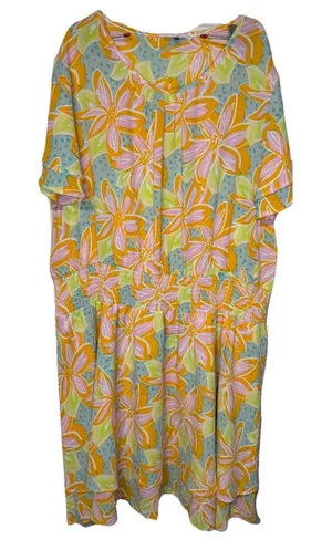 Michelle McDowell‎ Women's Dress Colorful Floral Print Midi Smocked Waist XXL thumbnail 1