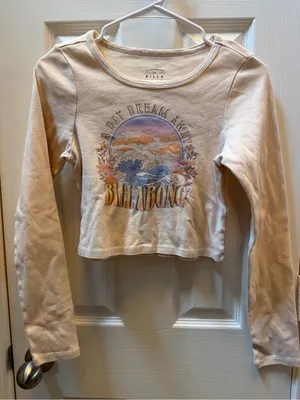 Billabong Cream Long Sleeve Graphic Tee with Pastel Sunset thumbnail 1
