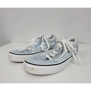 Vans Women's Old Skool Sneakers 6 Light Blue Suede Canvas Skate Lace Up Shoes thumbnail 2