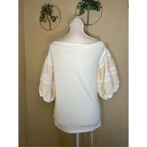 Free People Ivory Rock With It Embroidered Knit Blouse Medium thumbnail 3
