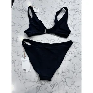 NWT Quince Black Italian Plunge Bikini Top & Low Rise Bottom Set Size Small thumbnail 2