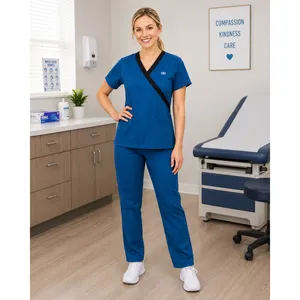New York Laundry Medics Teal Blue Shortsleeve Scrub Top, S thumbnail 6