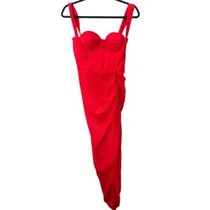 ADEIRLINA Its Showtime Corset Ruched Midi Dress Red NWT XS‎ thumbnail 3