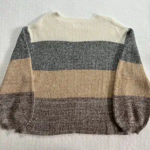 Pink Lily Color Block Ribbed Sweater Womens M Balloon Sleeve Crewneck Pullover thumbnail 6