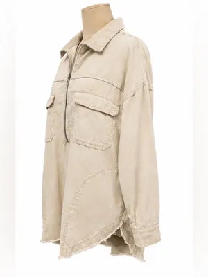 OFFLINE by Aerie Corduroy Half-Zip Oversized Shacket Medium thumbnail 2