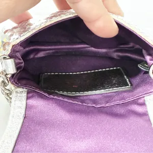COACH POPPY SILVER SEQUINS TURNLOCK POUCH CROSSBODY MINI BAG‎ Pouch thumbnail 4