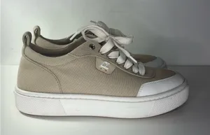 Christian Loubiton Simplerui Flat Beige Bianco Platform Canvas Low Top Sneaker thumbnail 4