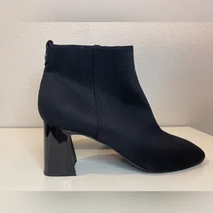 NYDJ Women's Cheree High Block Heel‎ Fabric Ankle Black Boots Size 10 M thumbnail 3