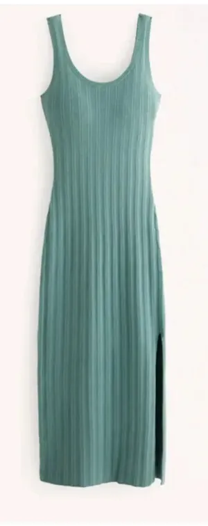 Abercrombie & Fitch Womens XL Sage Green Ribbed‎ Knit Midi Bodycon Dress Slit thumbnail 1