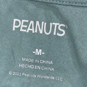 PEANUTS size medium women's graphic print funny short sleeve t-shirt green color thumbnail 2