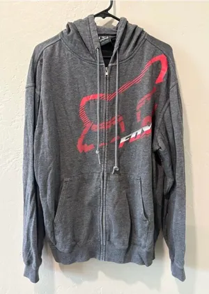 Fox Racing Gray with Red Accent Zip Up Hoodie thumbnail 1