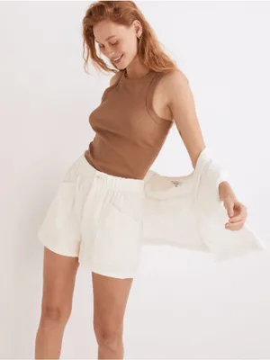Madewell Garment-Dyed Women's White Pull On High Waisted Utility Shorts Size 29 thumbnail 1