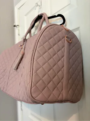 New Ms Lovely quilted pink/mauve WEEKENDER DUFFEL BAG SATIN lining rose gold thumbnail 4