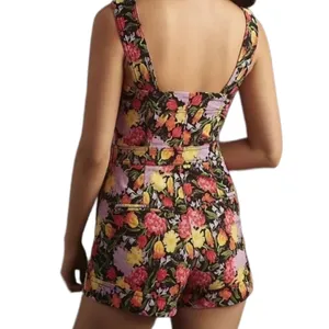 Anthropologie Yukiko Noritake Maeve Portside Button Colorful Floral Romper 8 thumbnail 2
