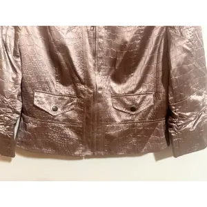 Elegantissimo Firenze Jacket Womens 10 Bronze Excellent Croc Embossed Metallic thumbnail 11