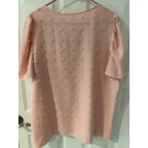 Womens‎ Blush Pink Textured Dot Tunic Top V Neck Short Sleeve Casual XL thumbnail 3