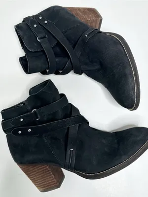 Sam Edelman Merton Black Suede Leather Ankle Booties Size 9 thumbnail 1