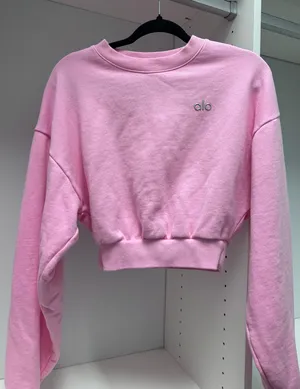 Alo Cropped Yoga Crewneck Accolade Sweet Pink thumbnail 1