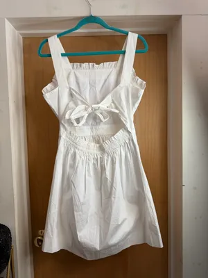 J.Crew Women’s 100% Linen White Ruffle Trim Apron Mini Dress. Size: 6 thumbnail 4