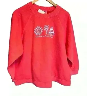 NWT Vintage Fresh Produce Sweatshirt Long Sleeve Graphic orange Tropical S thumbnail 1