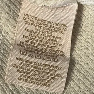We The Free Free People White Waffle Knit Embroidered Henley Thermal Top‎ Large thumbnail 5