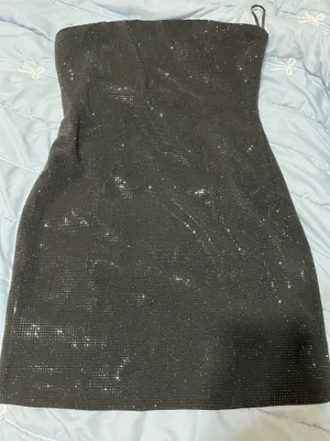 Forever 21 Black Sparkly Strapless Dress thumbnail 1