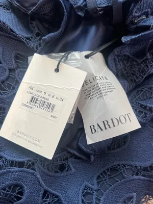 Bardot Women’s Lina Navy Lace Column Shift Square Neck Midi Dress Size 2 NWT thumbnail 6