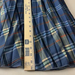 8 BY YOOX Blue Plaid Pleated Maxi Skirt Made in Italy Size IT 44‎ US 8 Picnic thumbnail 9