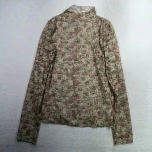 Newline Large Lace Mock Neck Top Floral Mesh Long Sleeve NT12220 Rose Print thumbnail 2