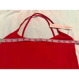 Qinsen Red Strappy Open Back Camisole Top XS V-Neck Stretch Tank NWT thumbnail 4